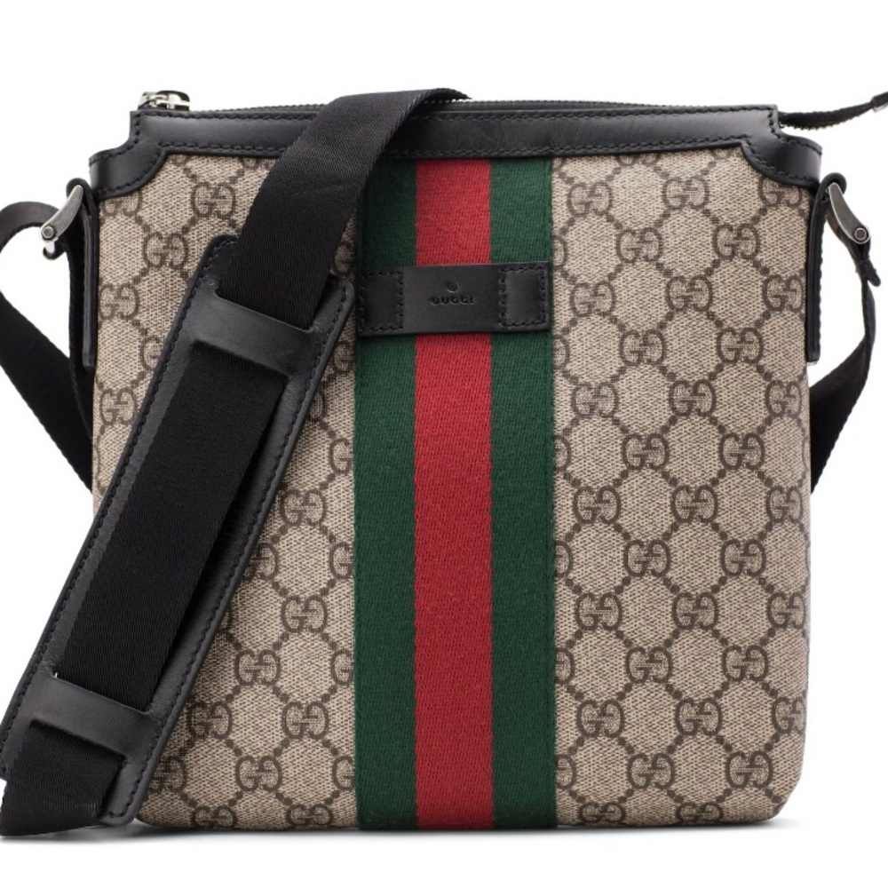 Classic logo red/green stripe Gucci messenger bag.